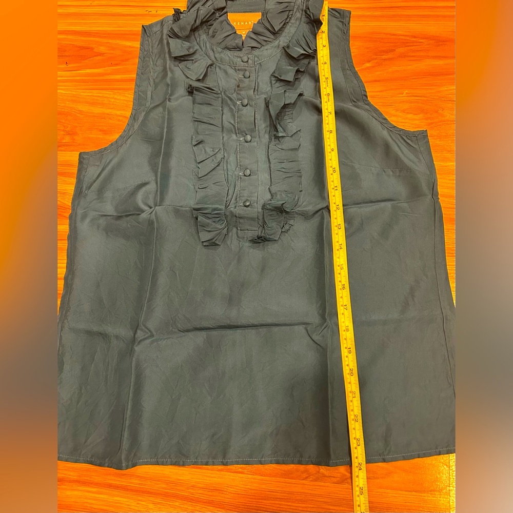 Kenar Silk Ruffle Collar Sleeveless Blouse Women’s Size Medium - Picture 7 of 8